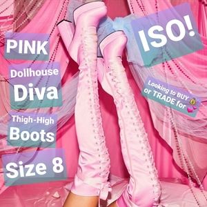 ISO!!!! 🍭🧁 Sugar Thrillz PINK Dollhouse Diva Thigh-High Boots, Size 8